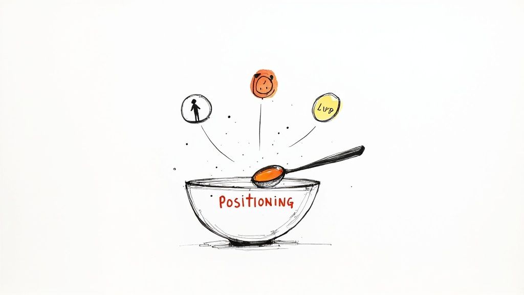 A chef carefully adding different spices to a dish, representing the different components of a market positioning strategy.