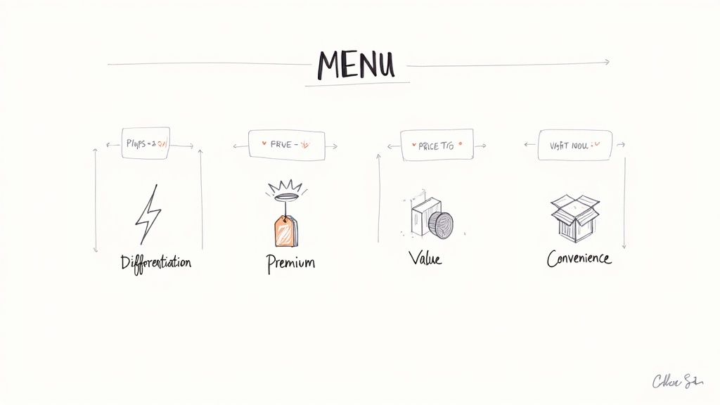 An image of a diverse menu at a restaurant, symbolizing the different market positioning strategies brands can choose from.