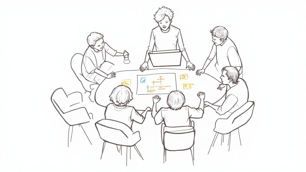 People collaborating on a strategic plan