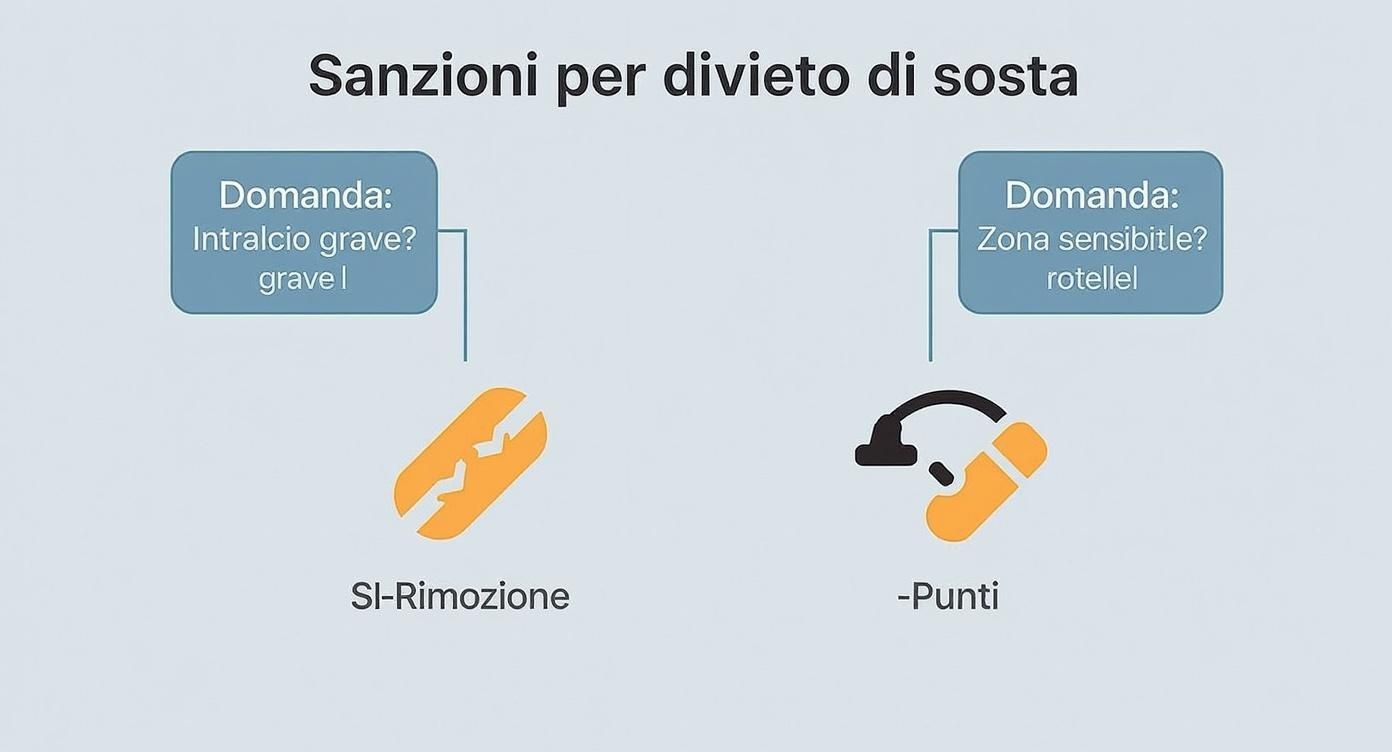 Infografica sulle conseguenze del divieto di sosta