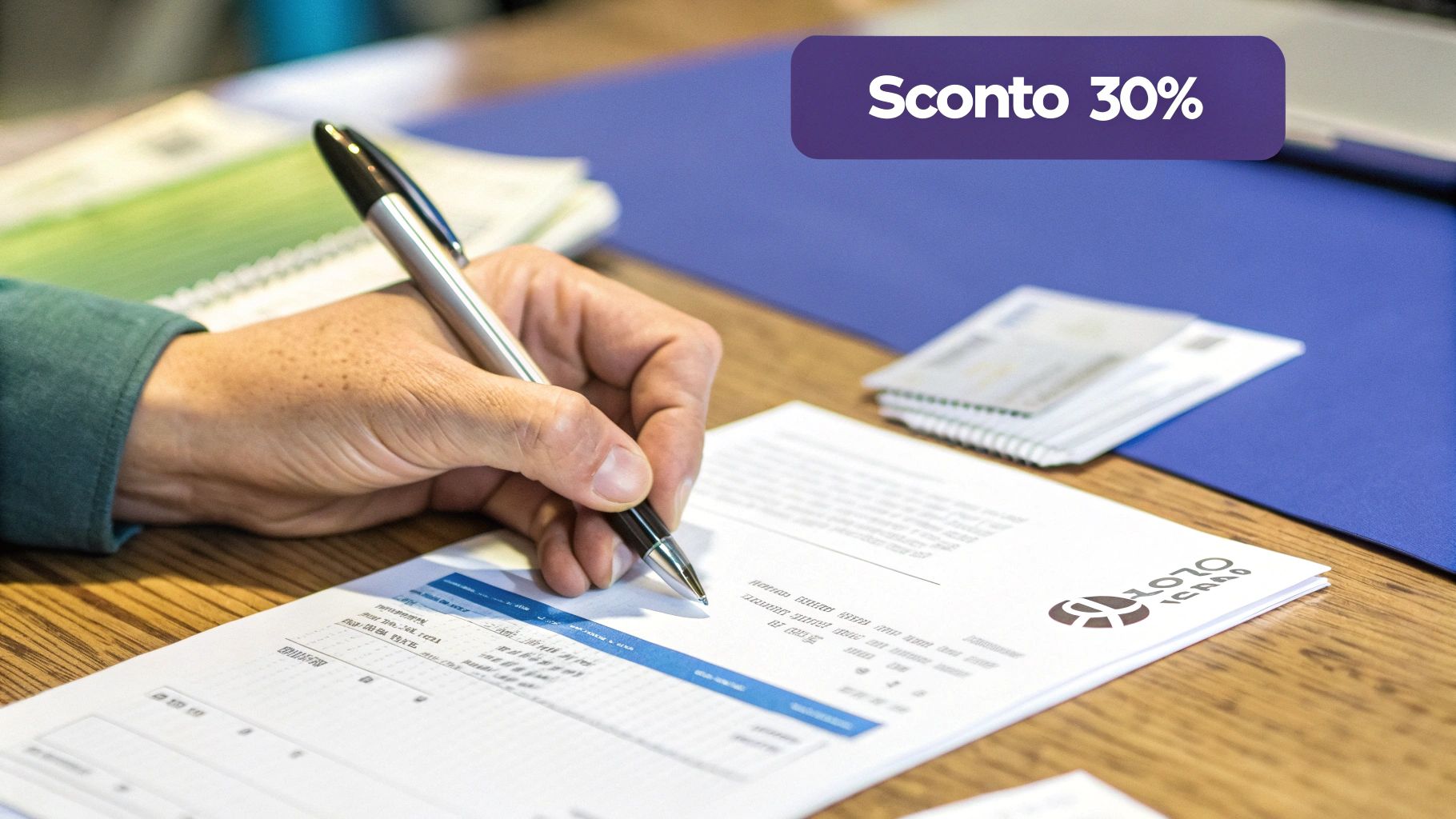 Un automobilista che controlla una multa sul proprio smartphone, con un'icona di un calendario che segna 5 giorni.