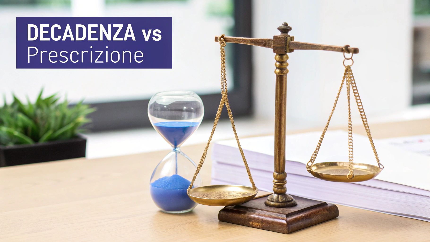 Bilancia della giustizia che soppesa due orologi