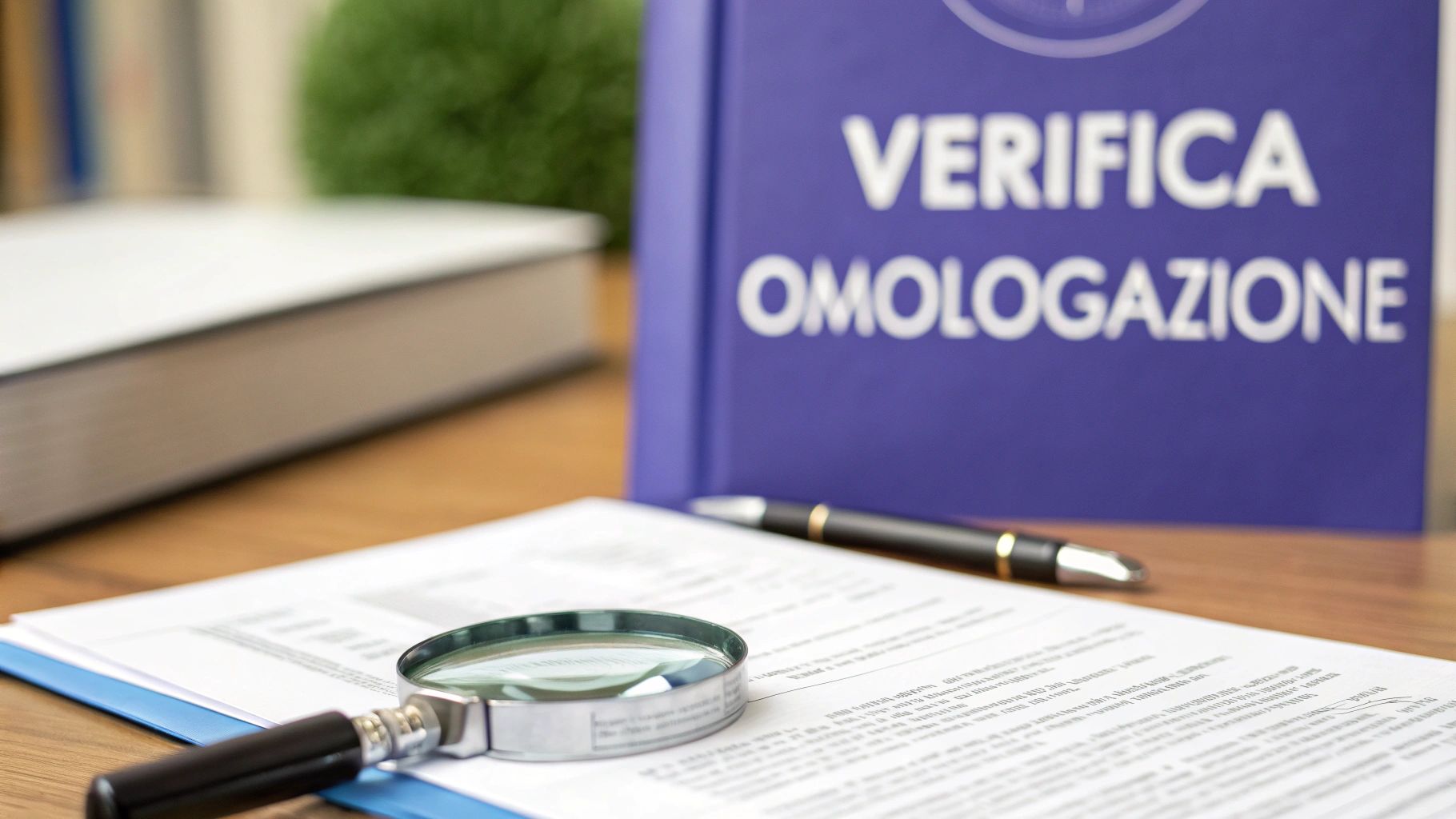 Documenti legali e lente di ingrandimento su una scrivania