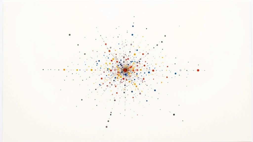 Visualização gerada por t-SNE ou UMAP mostrando grupos de dados em clusters distintos