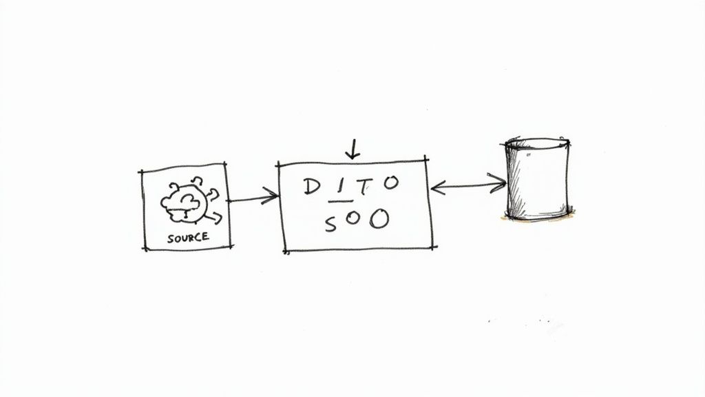 Vista da consola do AWS Glue, um serviço de integração de dados serverless