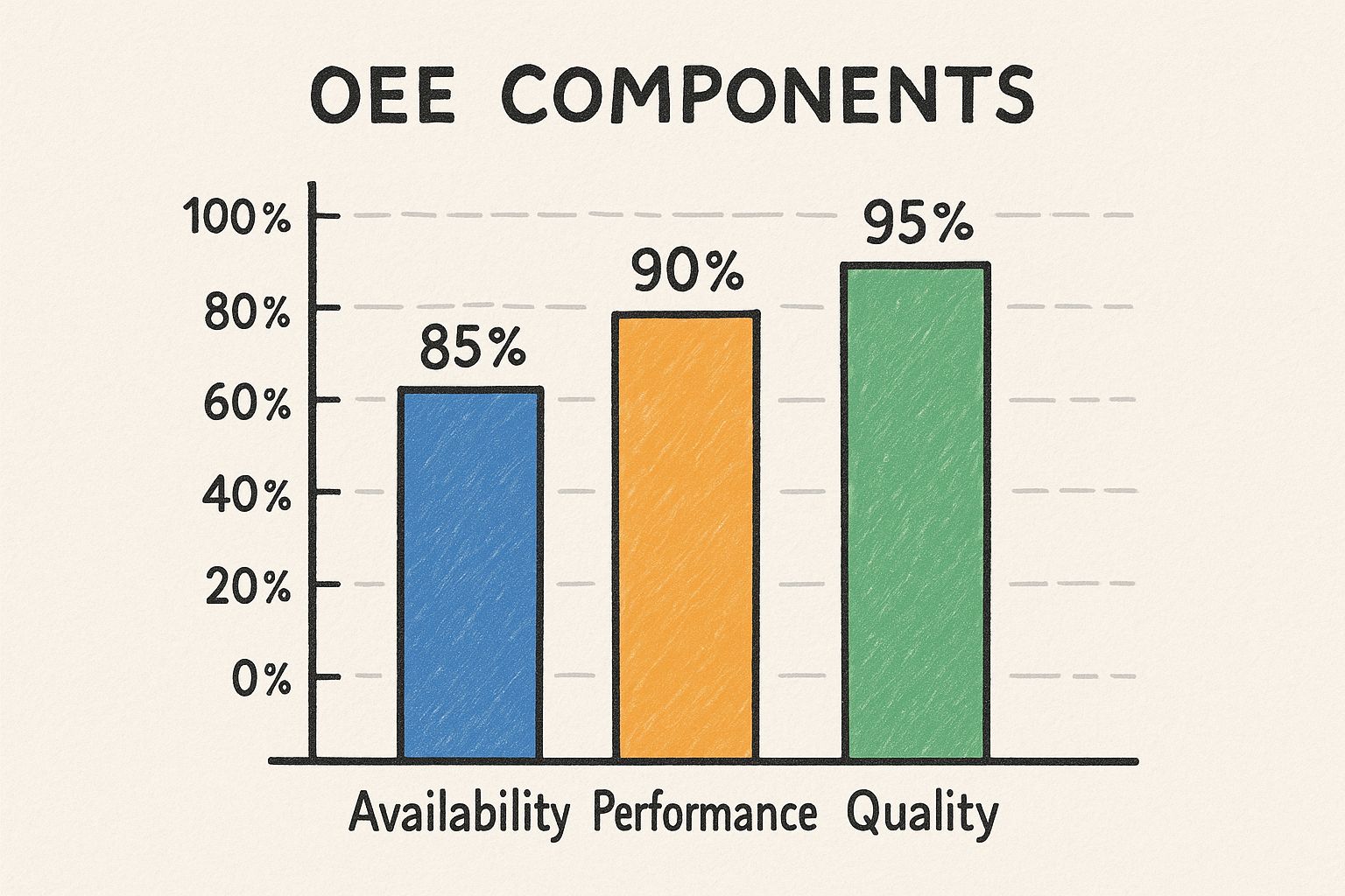 Infographic showing key data about Overall Equipment Effectiveness (OEE)
