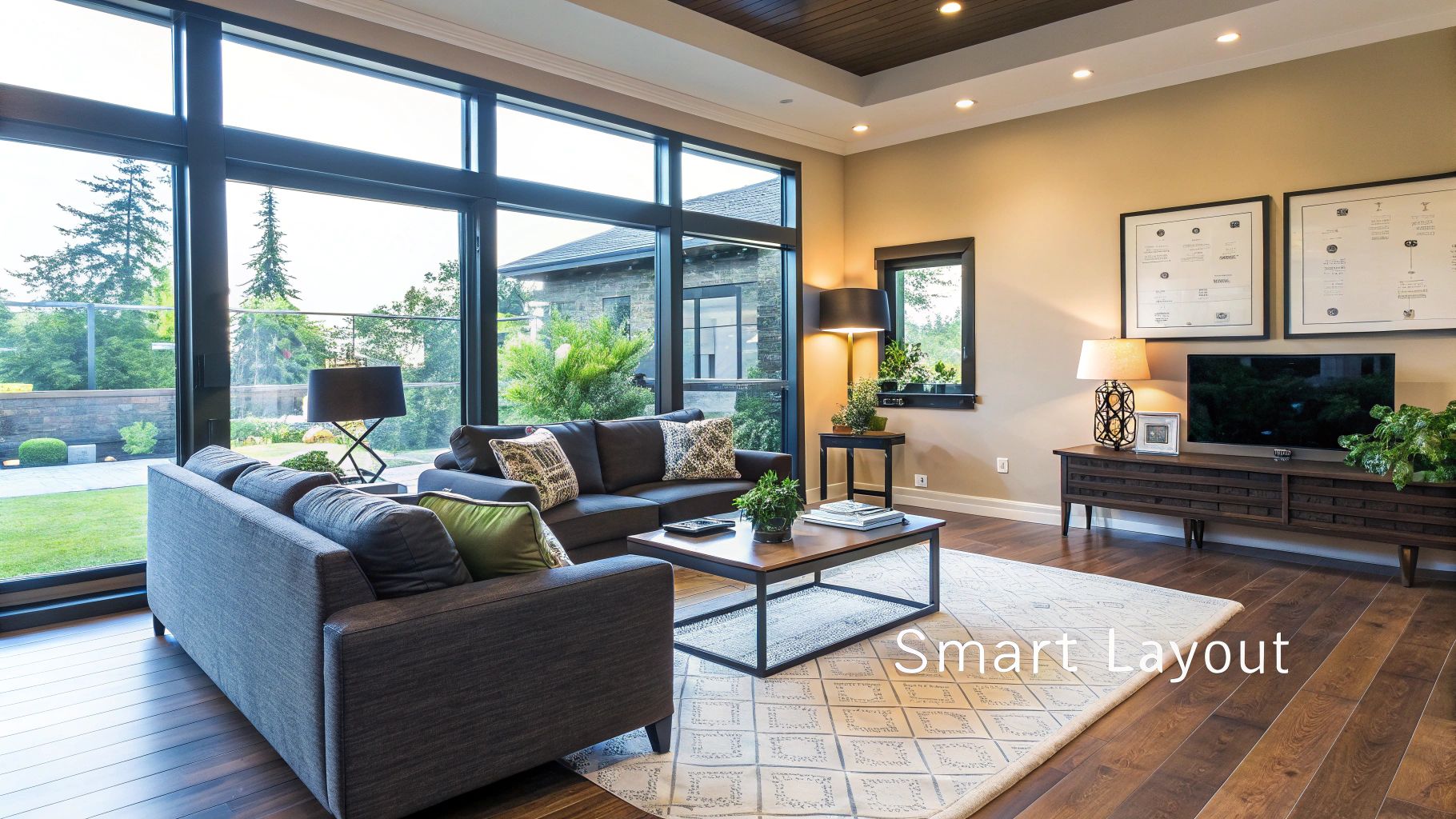 A neatly organised wardrobe showing decluttered clothes and shoes, creating a sense of spaciousness.