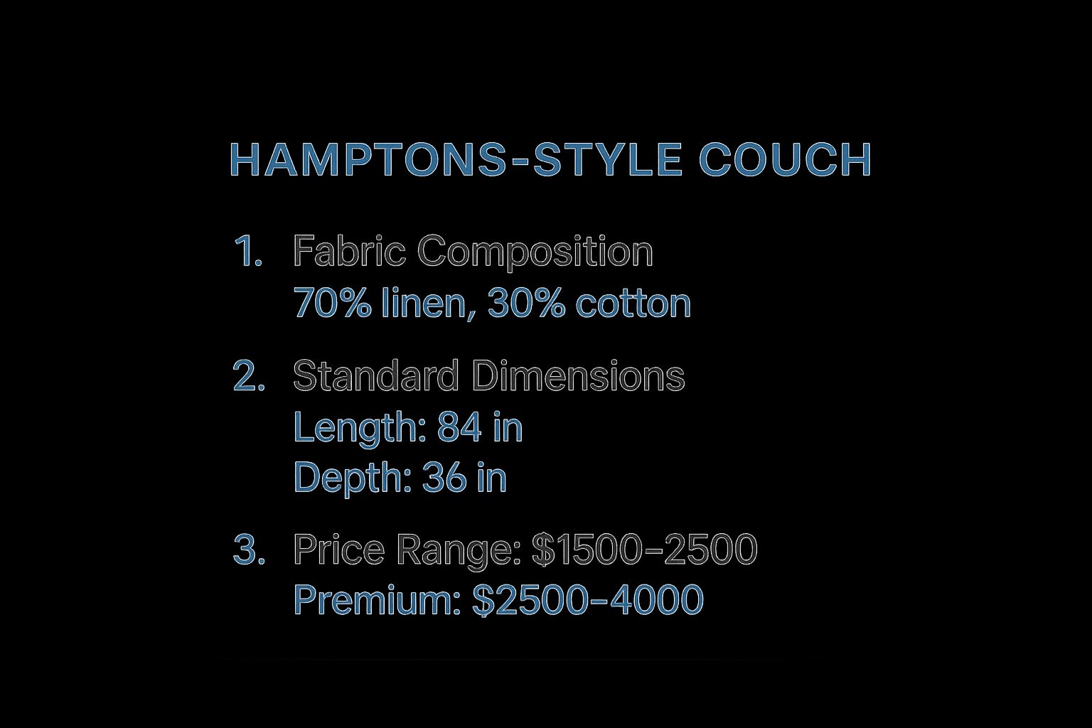 Infographic about hamptons style couch