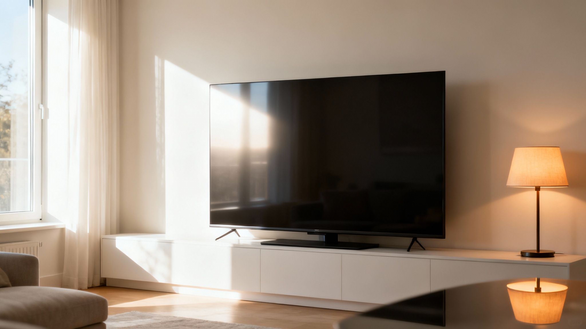 Glare hitting TV screen