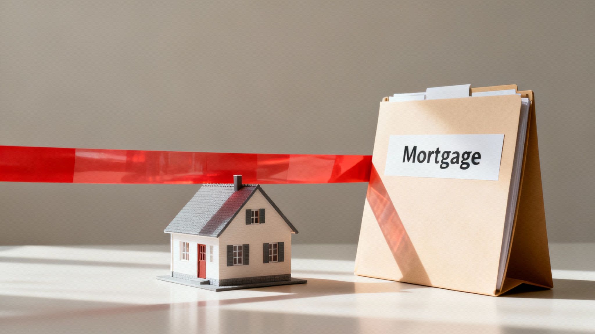 A tangled rope with a house key caught in the middle, symbolizing the complications that can arise in the mortgage release process.