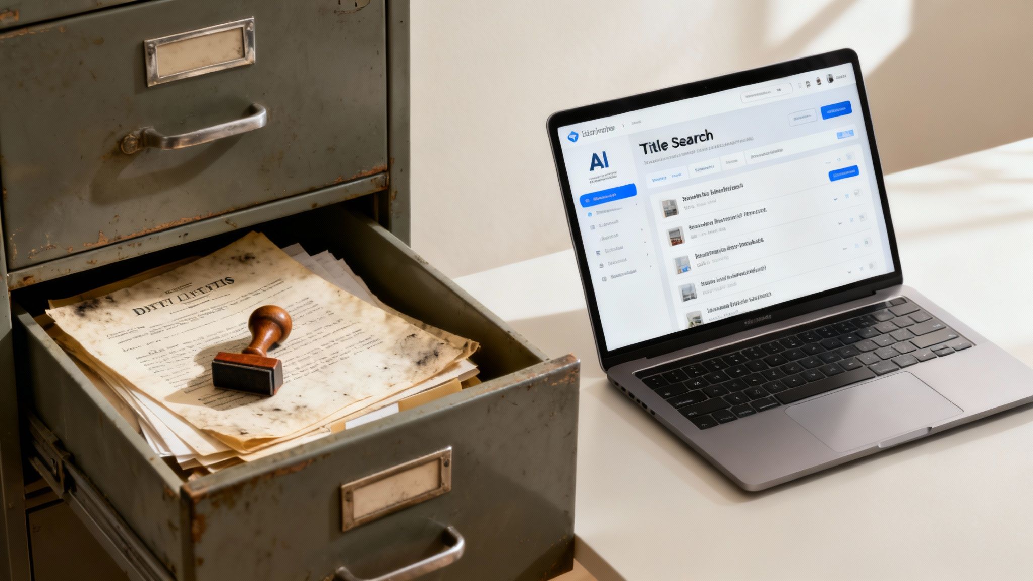 Two people reviewing a document on a wooden table