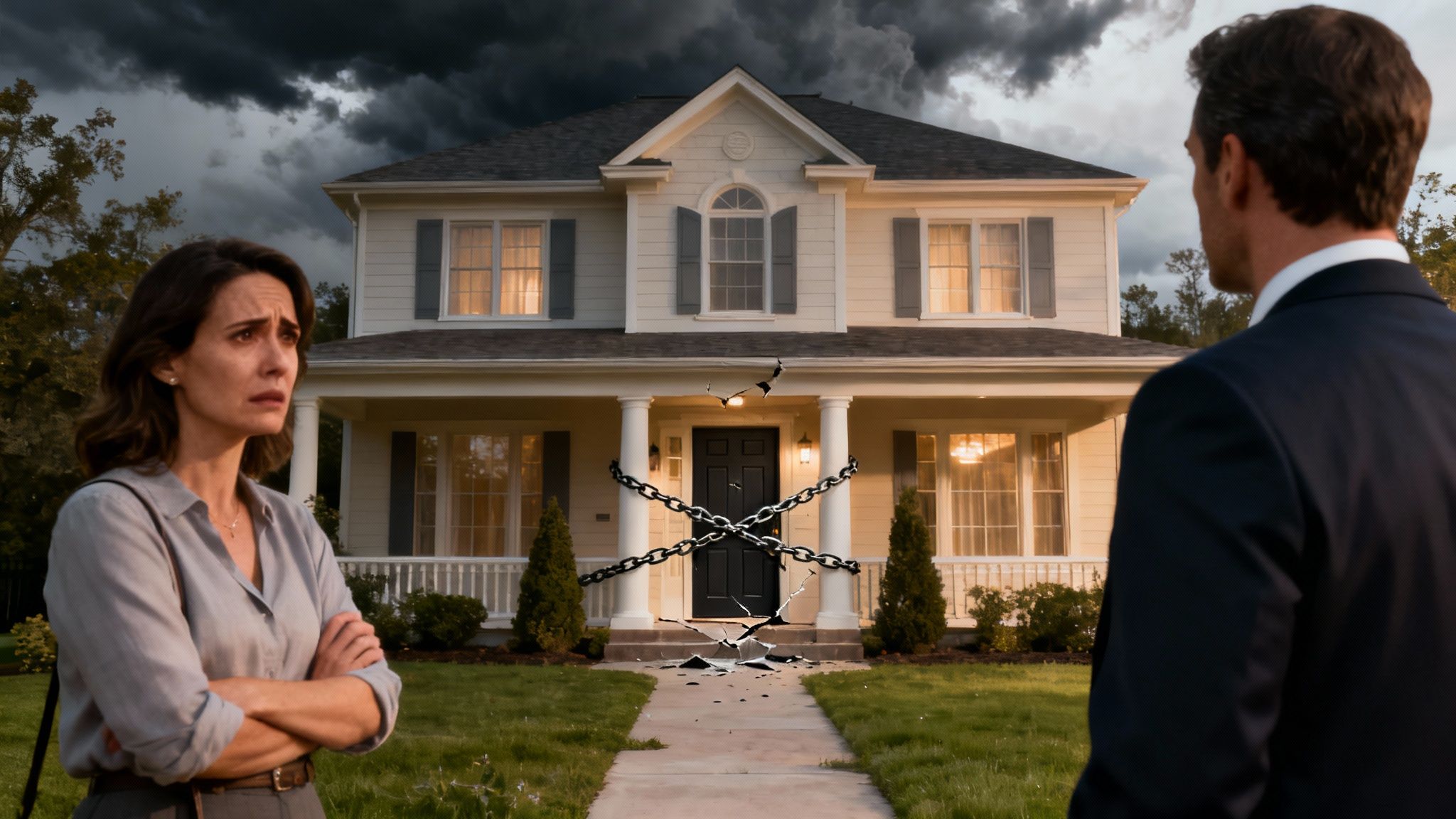 A train on a track that is broken, symbolizing a real estate deal being derailed.