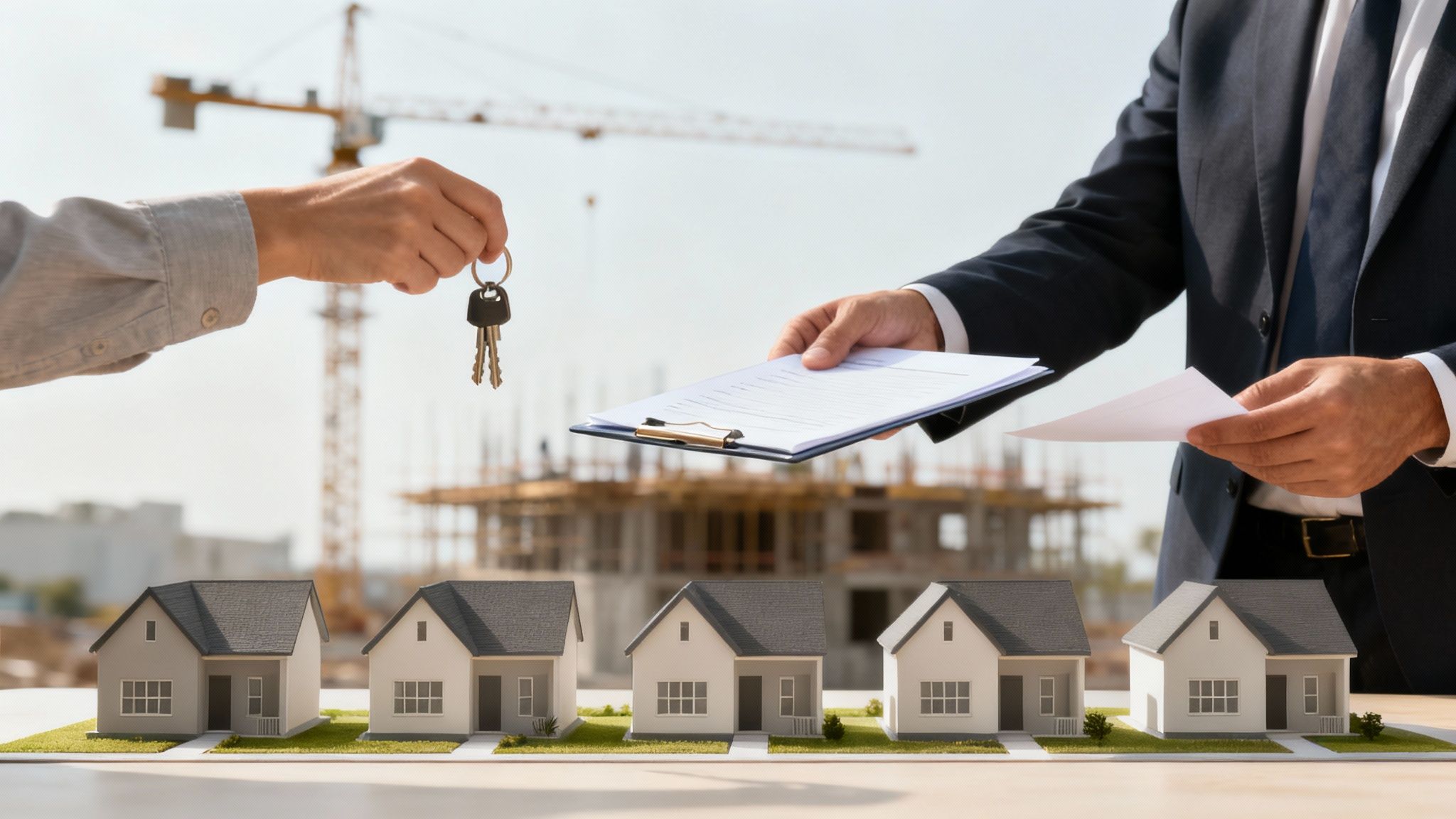 A new housing subdivision under construction, illustrating a scenario where a partial release of lien is essential for selling individual homes.