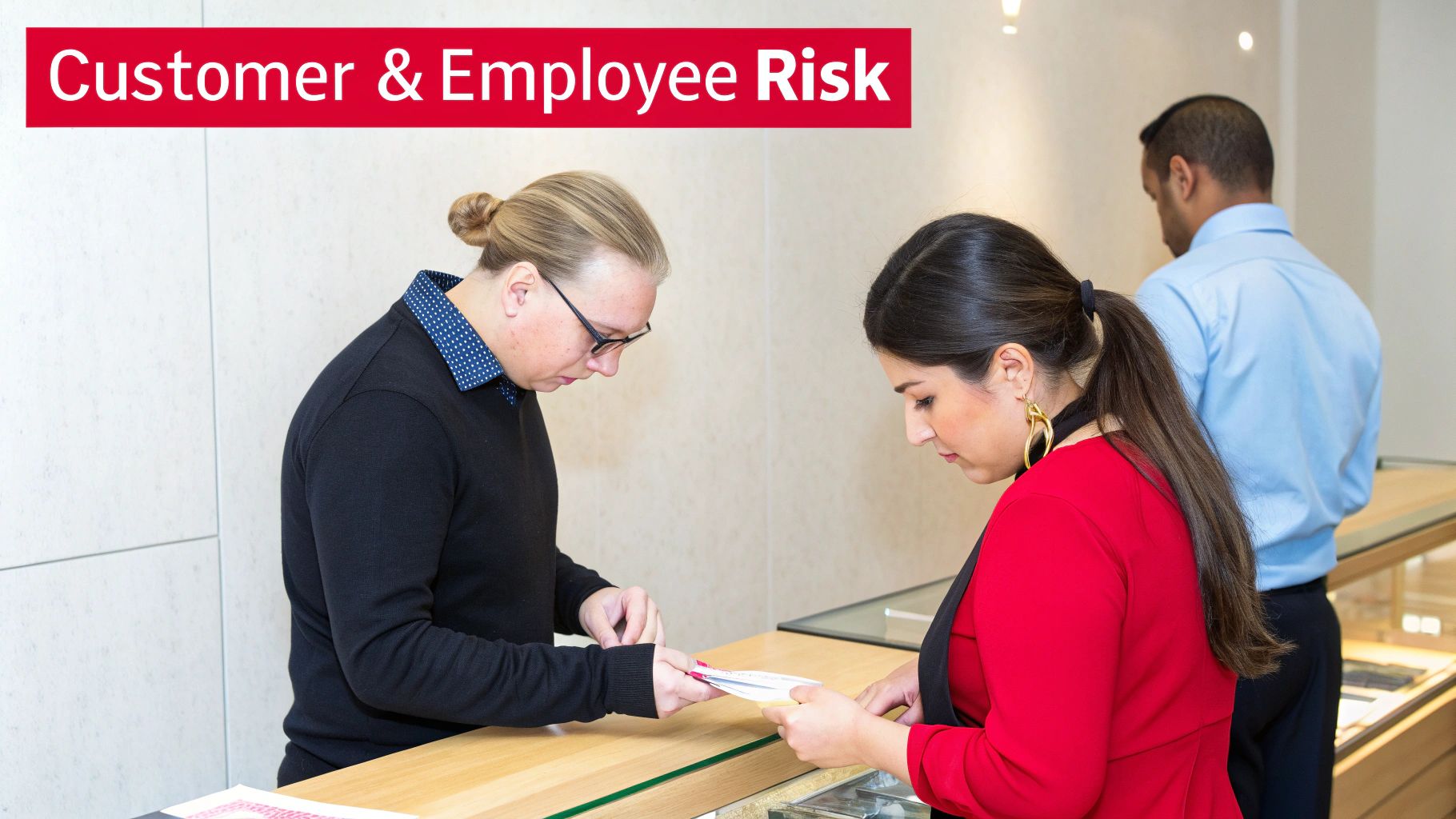 Close-up of a jeweler repairing a customer's watch.