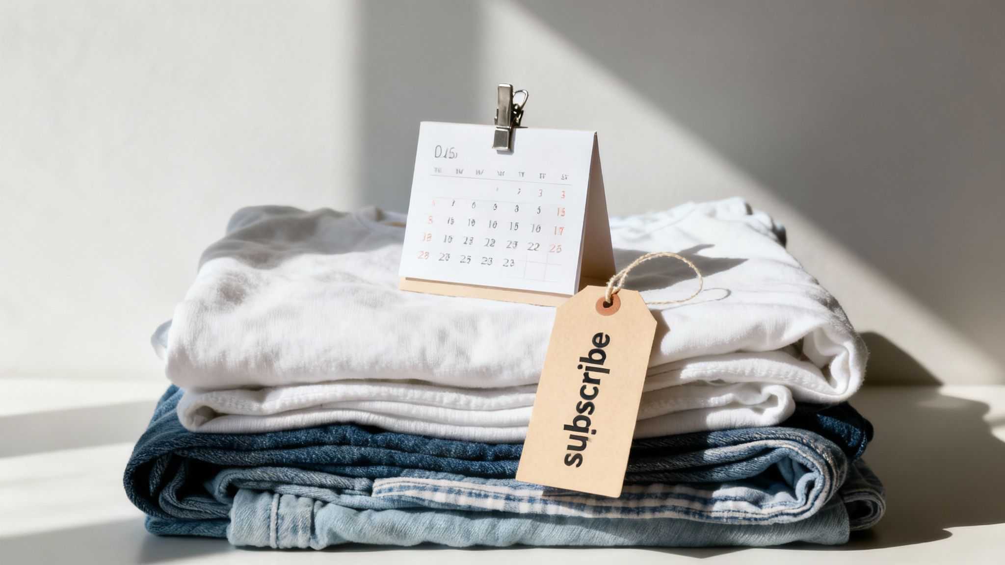 A smiling person holding a neatly folded stack of clean laundry.
