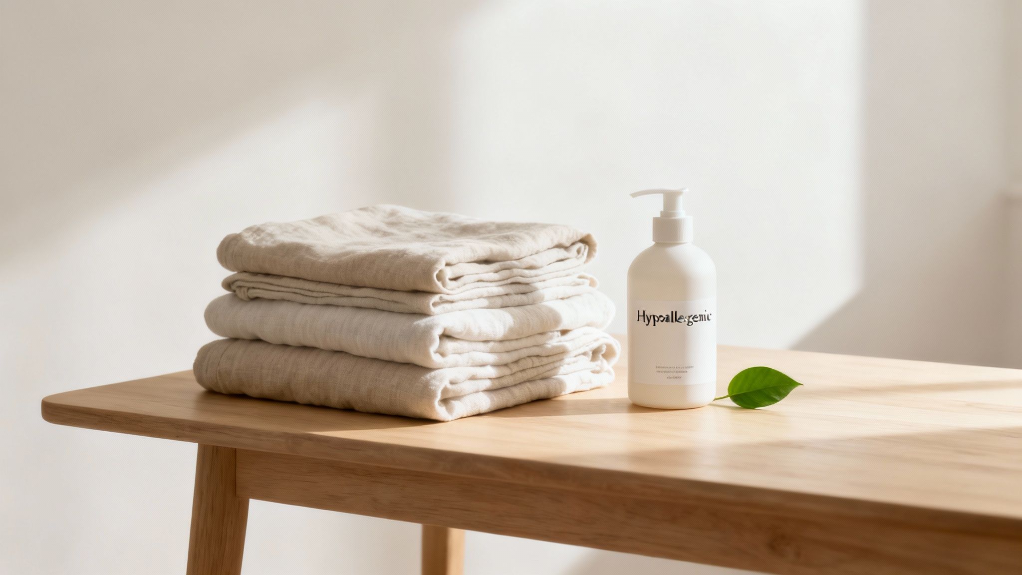 Person with sensitive skin holding a clean, white towel