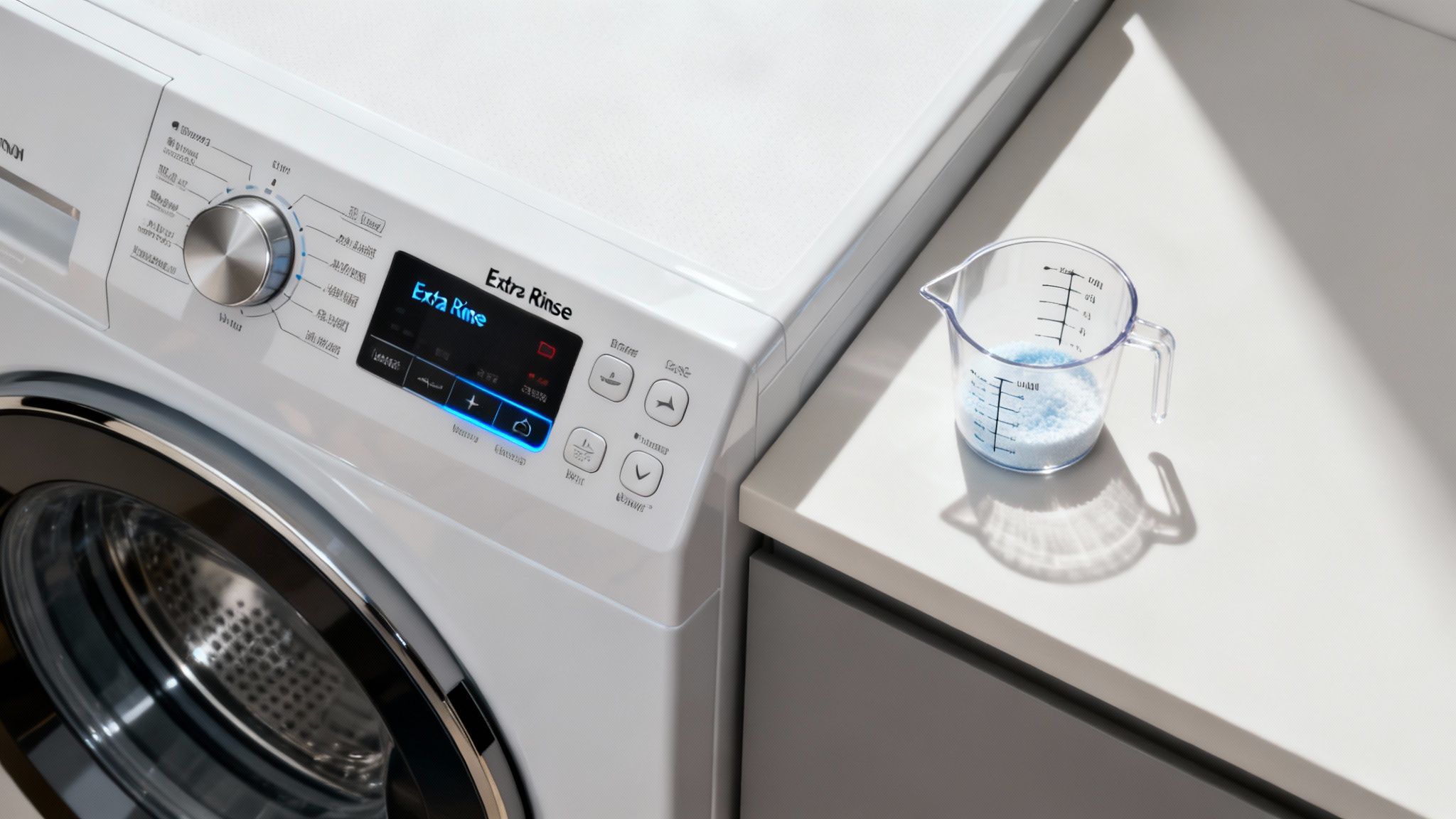 A neatly organized laundry room with eco-friendly products.