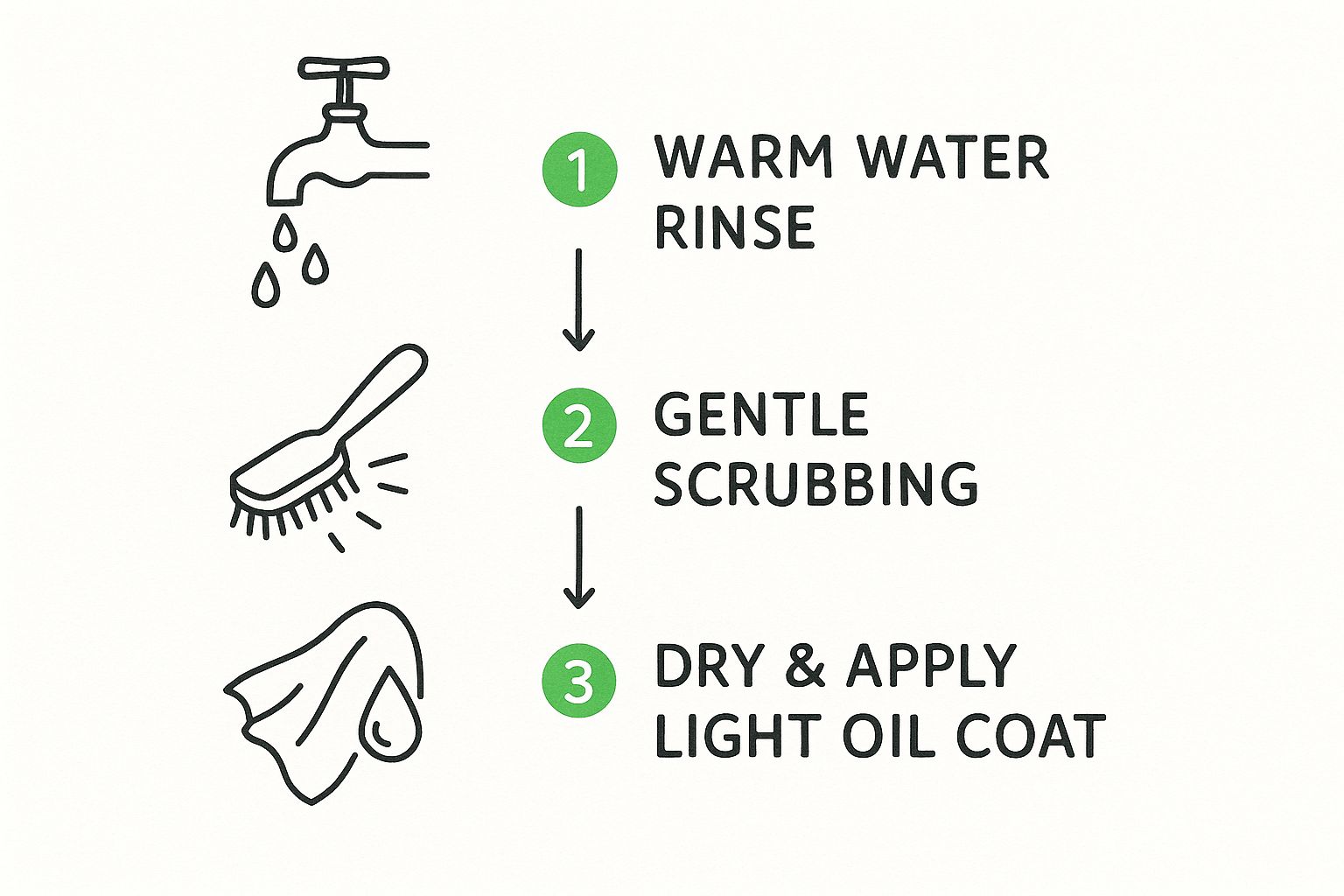 Infographic about how to season cast iron skillets