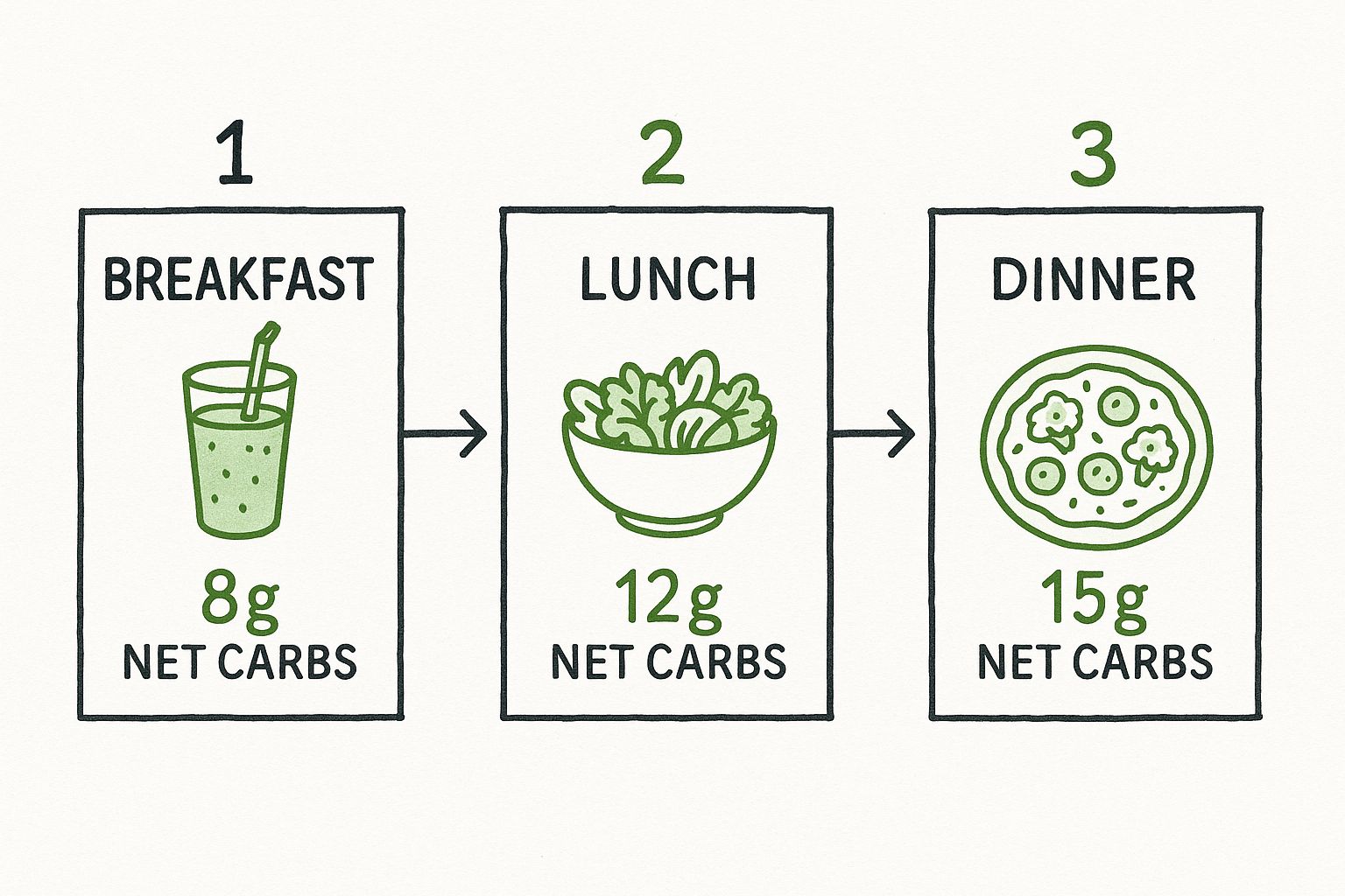 Infographic about low carb vegetarian diet meal plan