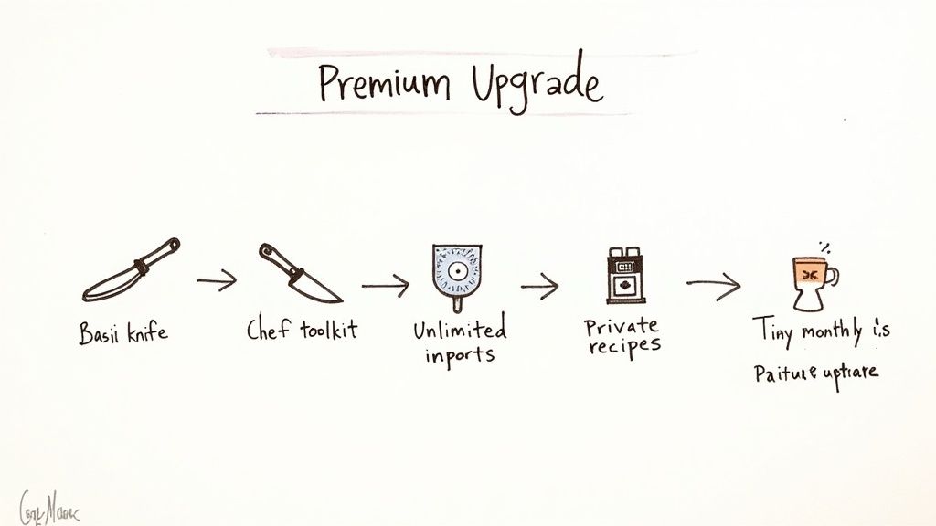 A chef's knife set neatly arranged on a wooden board, symbolizing premium tools.