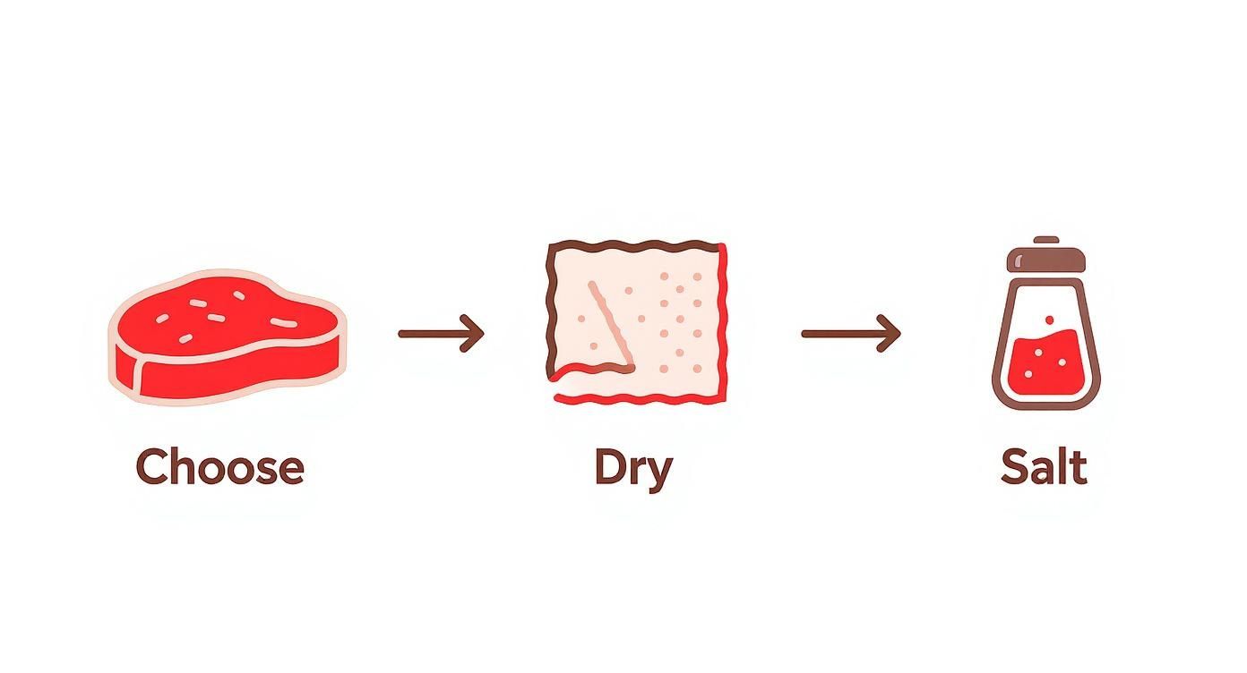 Infographic about cooking thick steaks