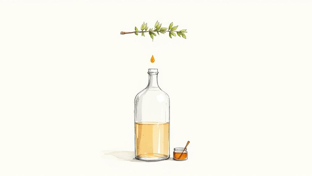 Distilled White Vinegar with Dried Tarragon and a Touch of Honey