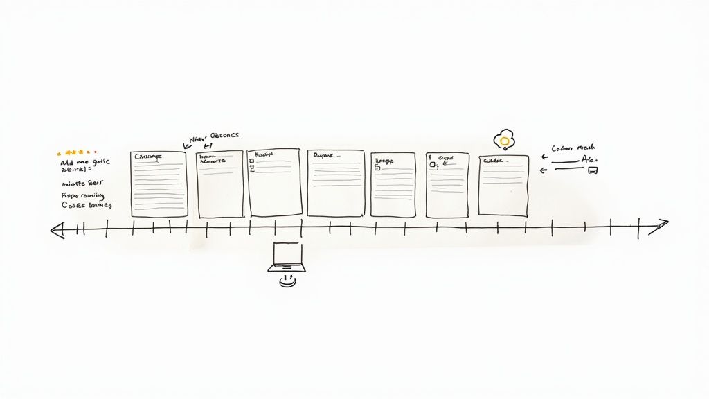 A person using a tablet to meal plan in a bright, modern kitchen.