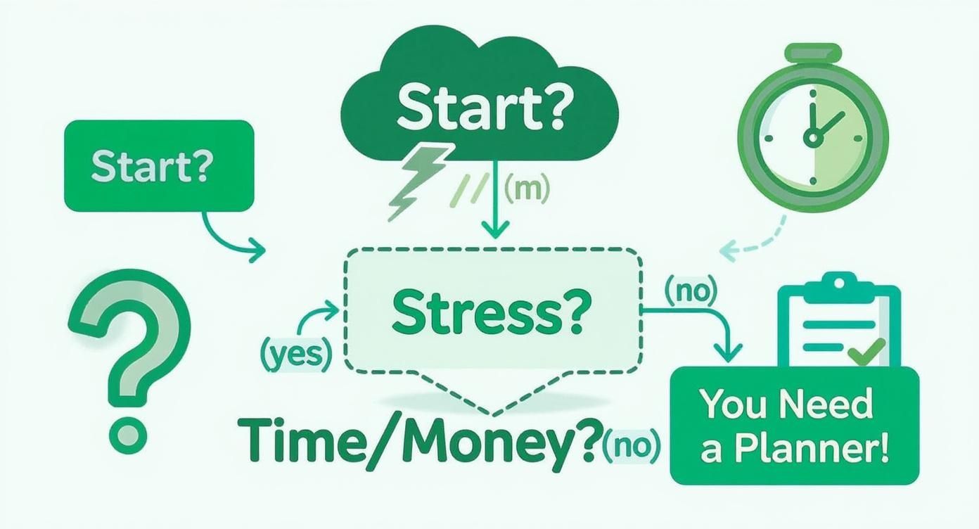 Flowchart diagram showing decision process for when you need a meal prep planner
