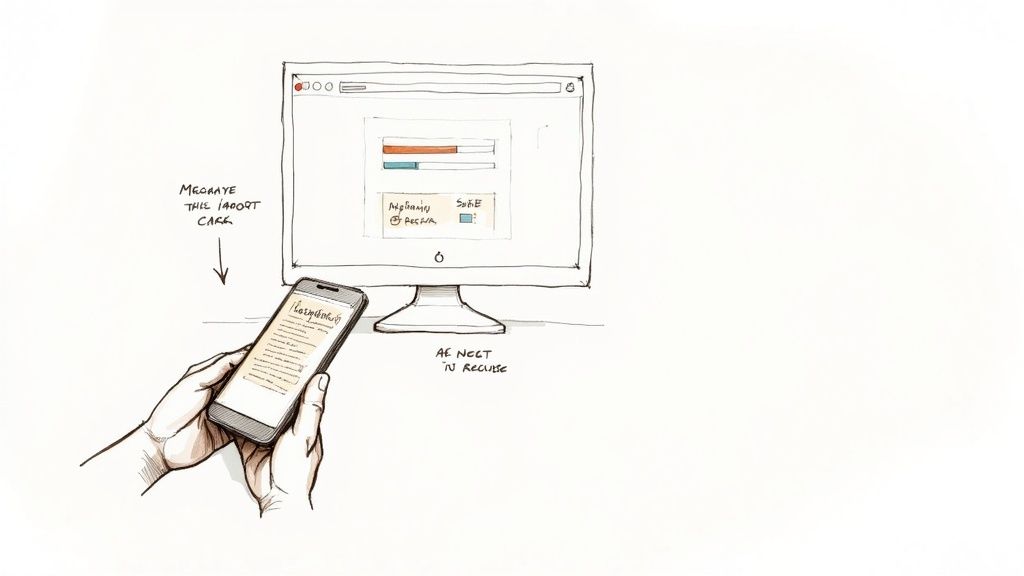 Old handwritten recipe cards and a modern smartphone ready for digitizing.