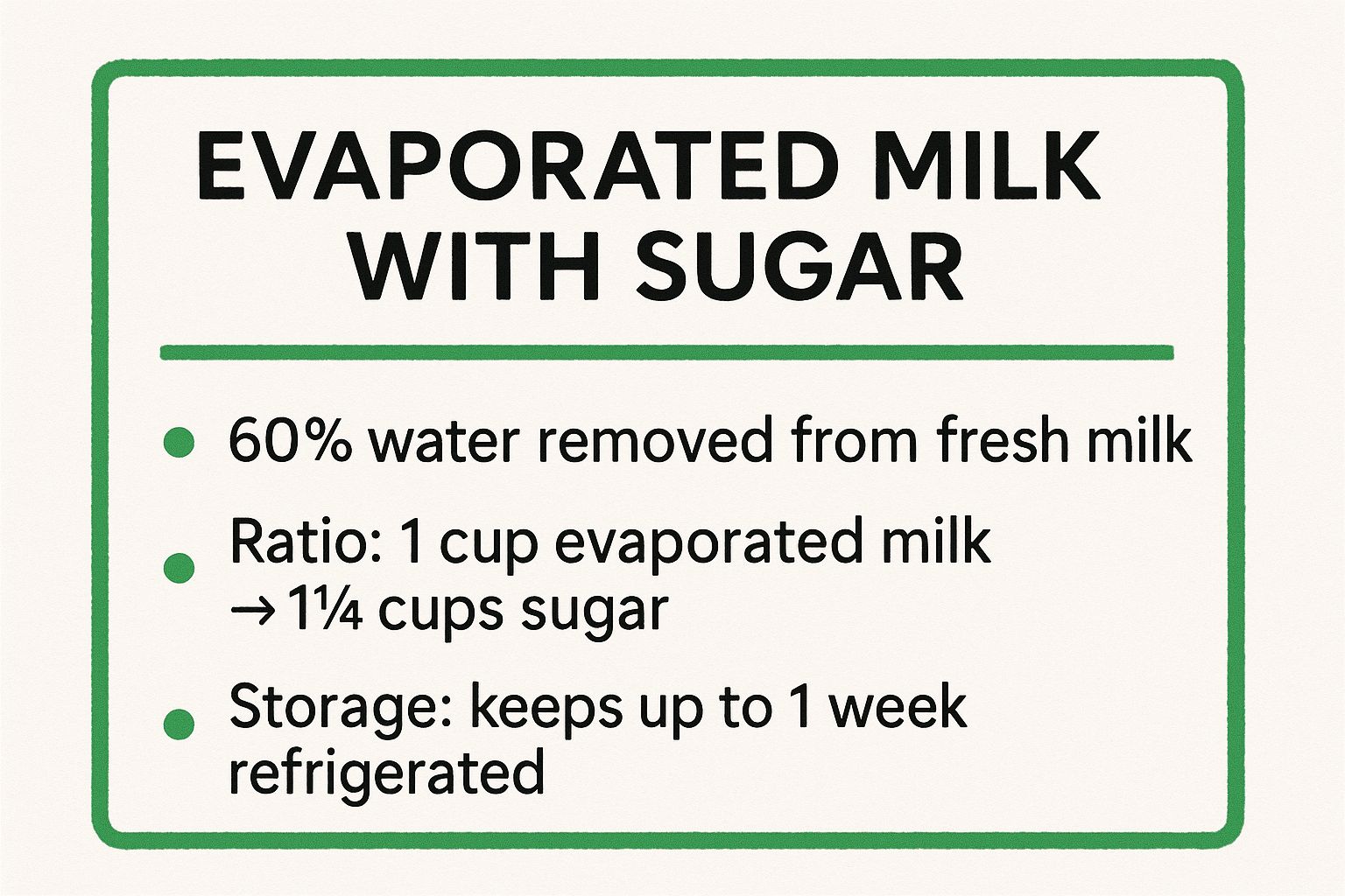 Infographic showing key data about Evaporated Milk with Sugar