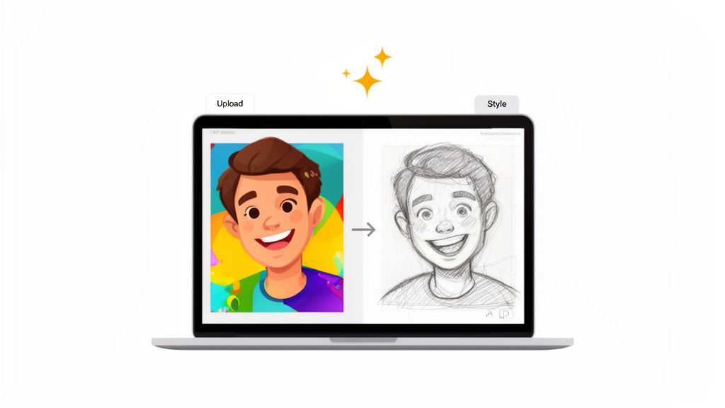 turn my photo into a sketch cartoon sketch