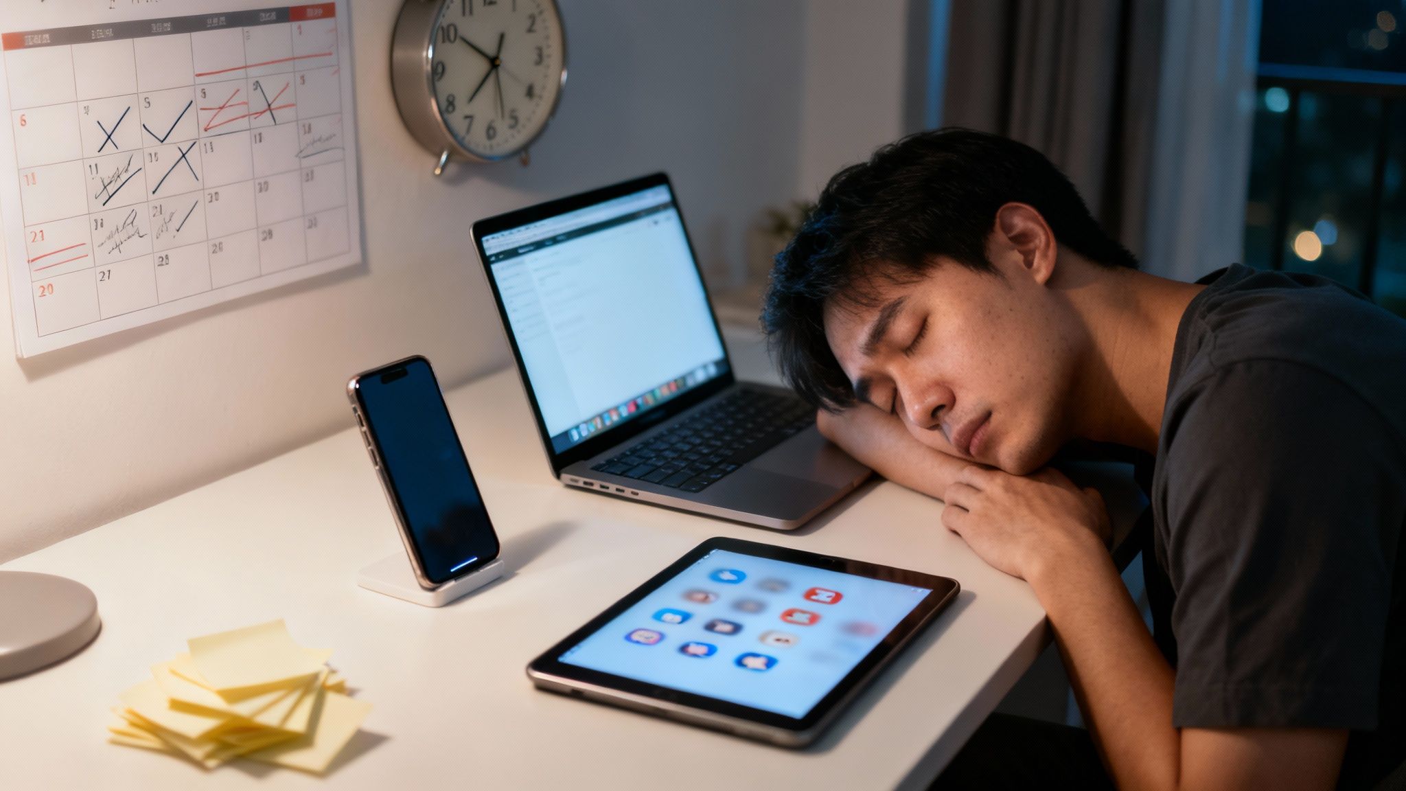 how to automate social media posts tired man