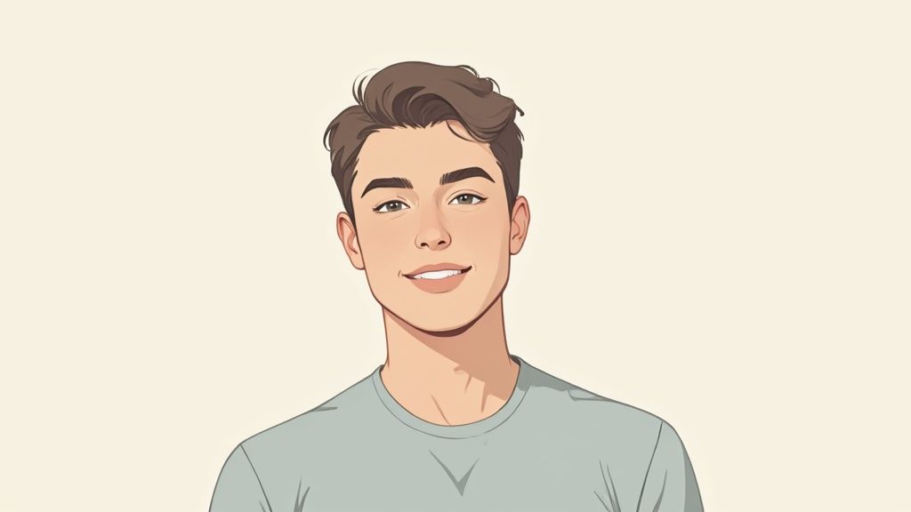 how to take your own headshot cartoon man