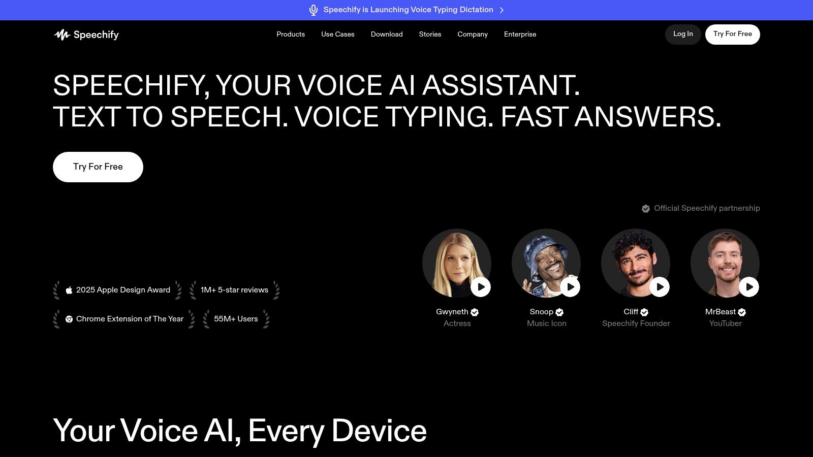 best text to speech software speechify homepage