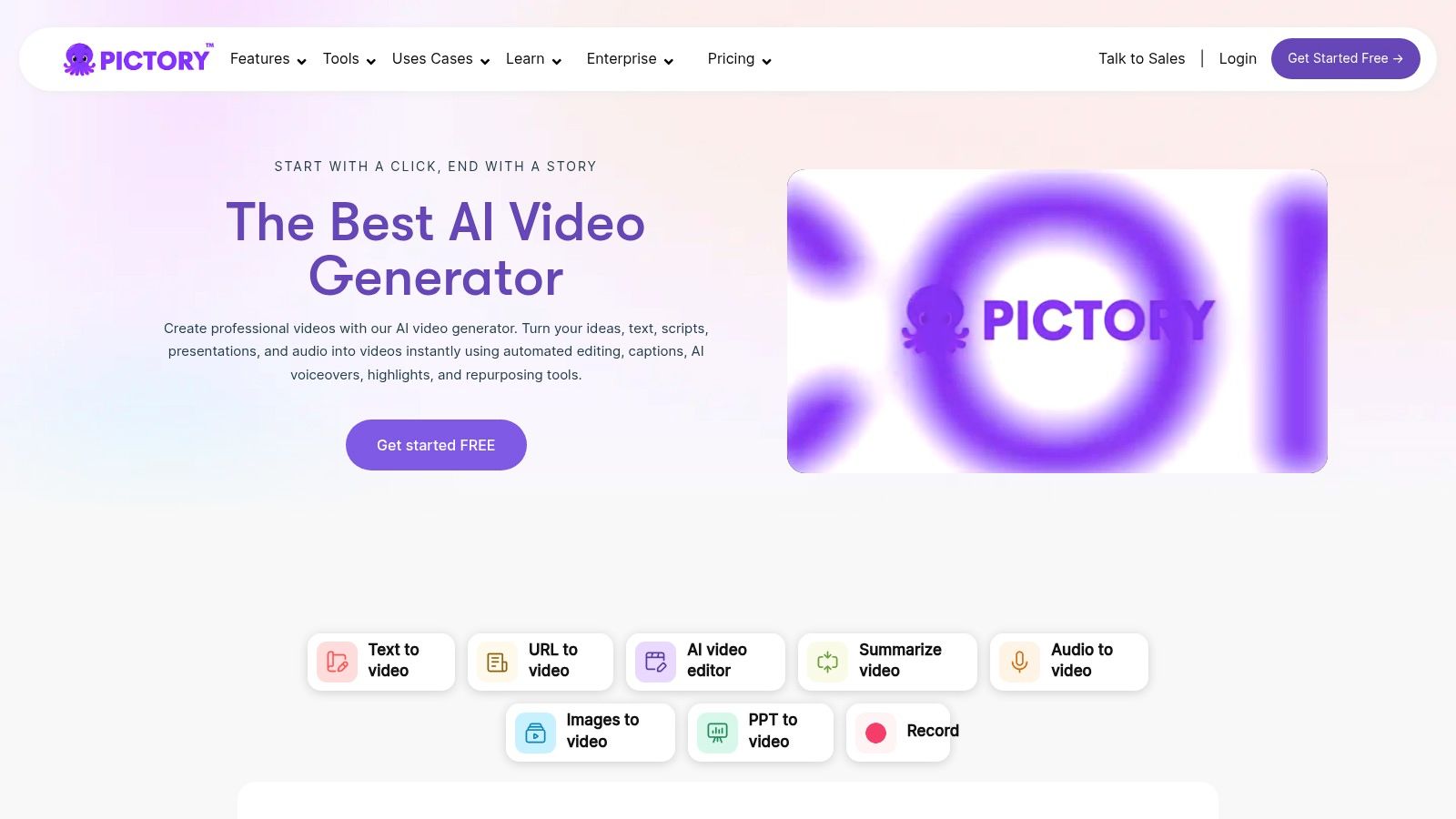 ai video generator from script homepage