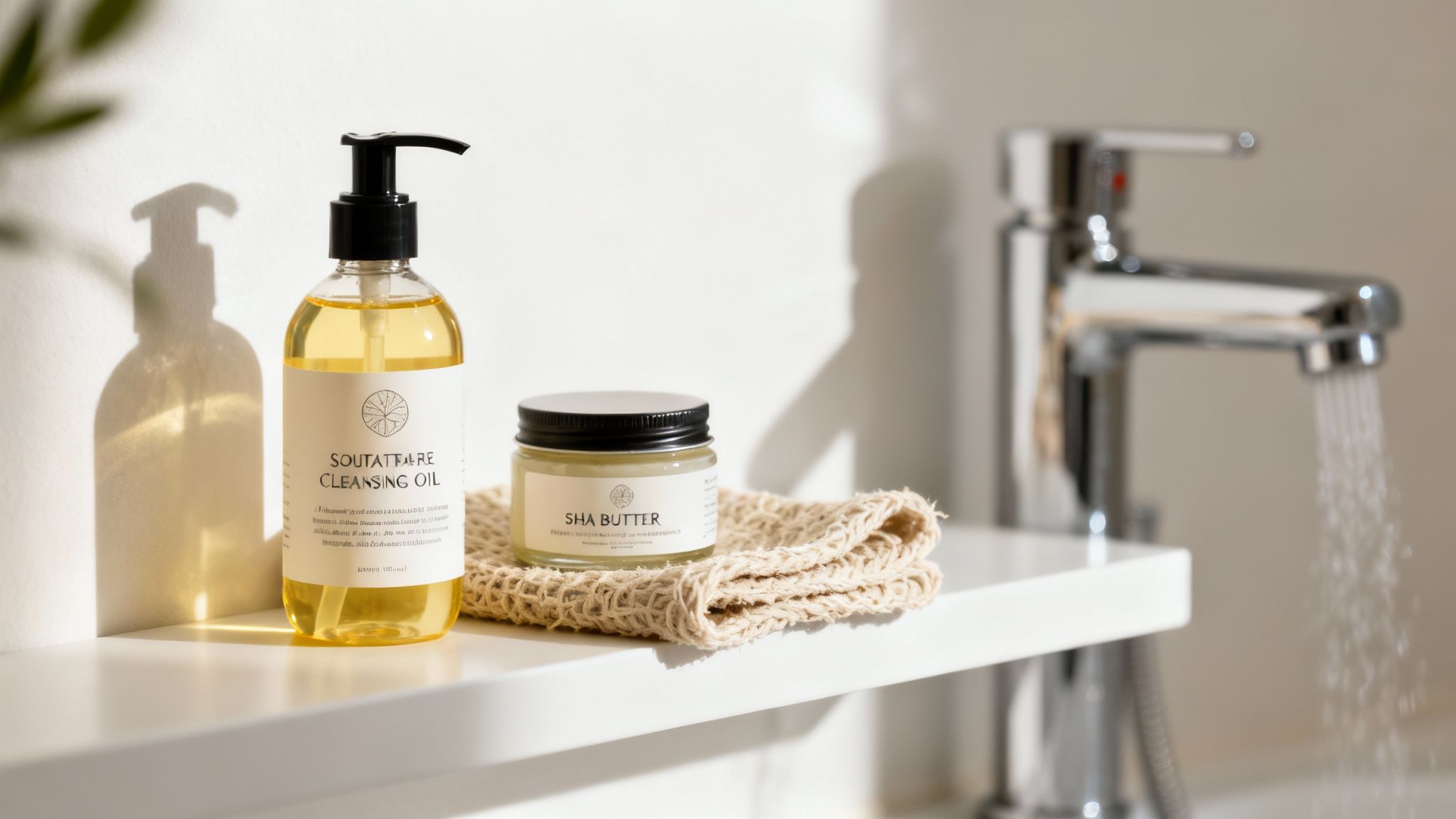 Une femme appliquant une crème sur son bras, illustrant une routine de soin post-douche douce et efficace.