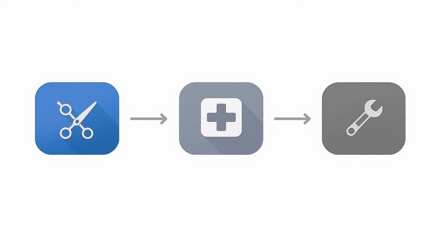 Infographic showing process flow for confirmation templates for a salon, clinic, and service business.