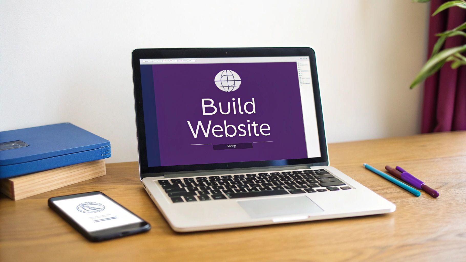 A laptop displaying a website for a beauty business, set against a clean, modern background.