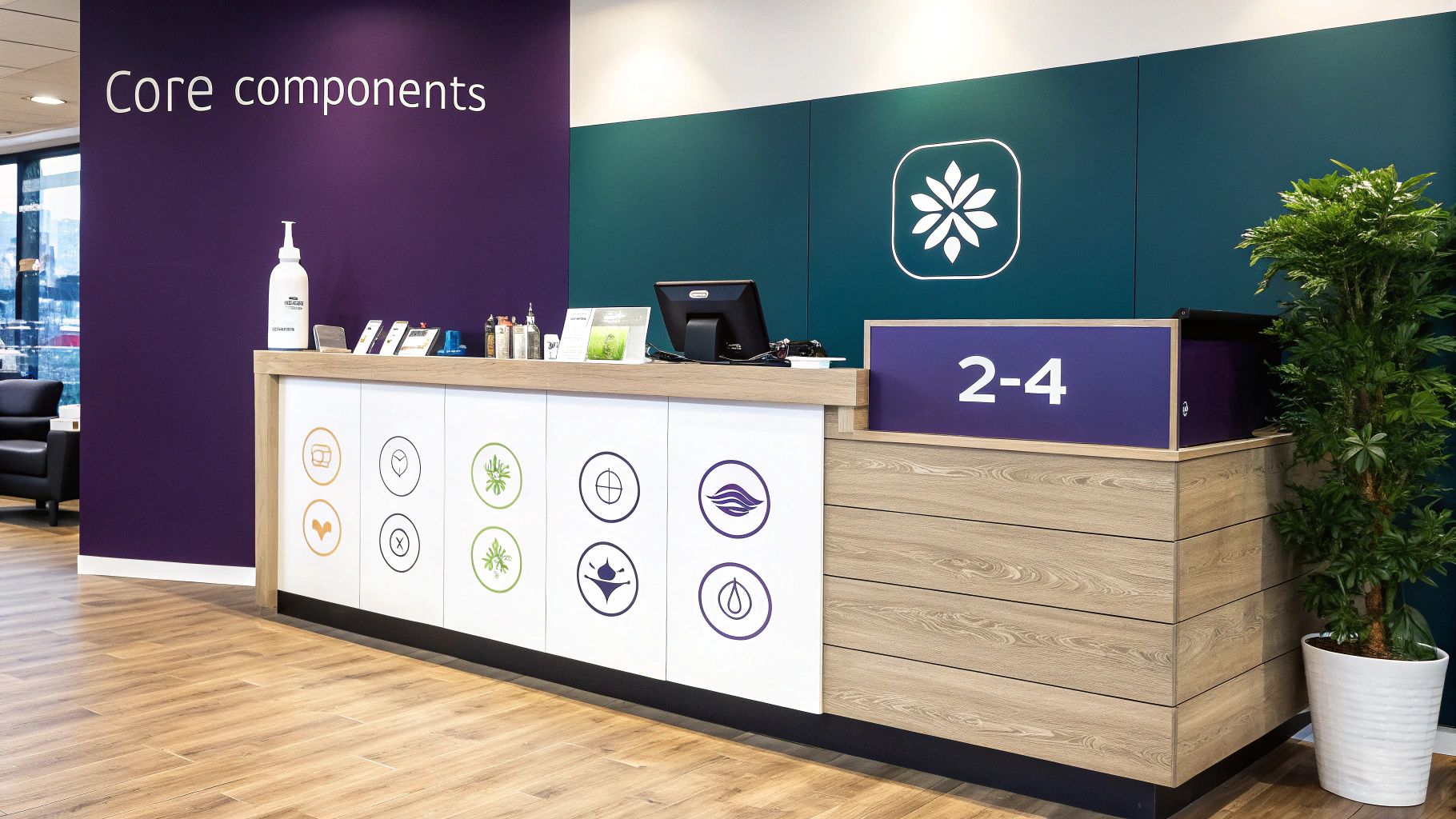 A stylist and client looking together in a mirror, collaborating on a hairstyle in a bright salon.