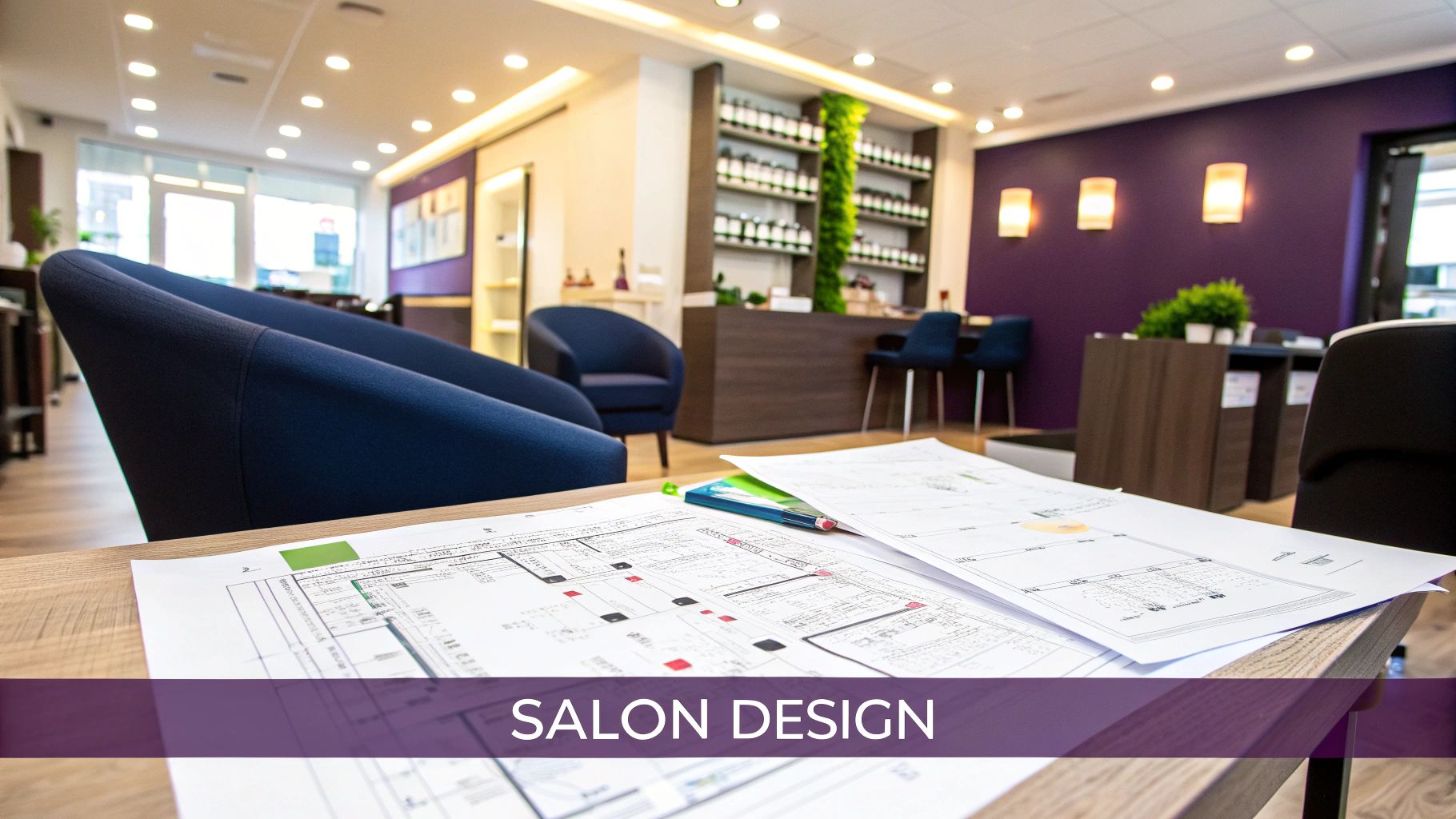 Bright, modern nail salon interior with manicure stations and pedicure chairs.