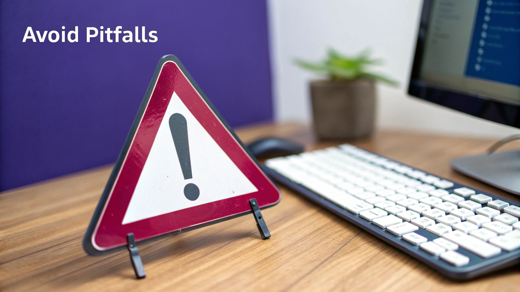 A red 'X' mark on a computer screen, symbolizing common errors to avoid in SEO.