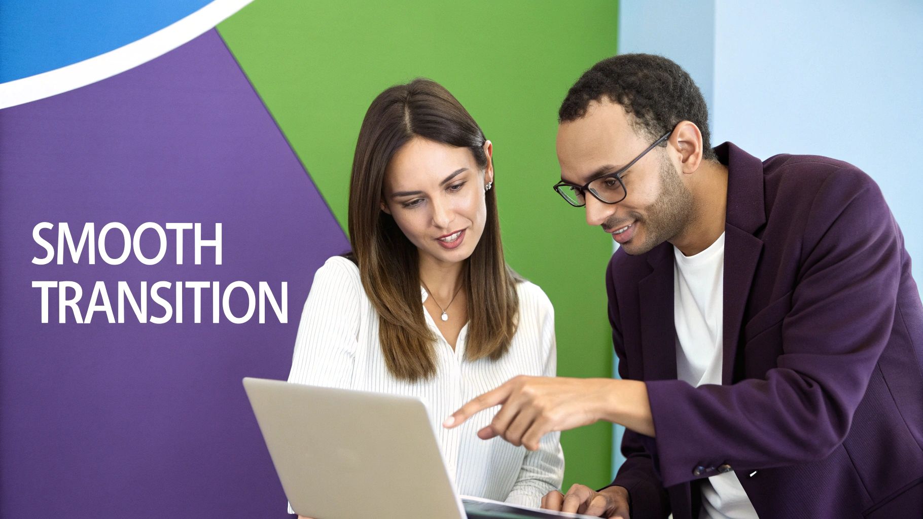 A spa manager training her team on a new booking system using a new booking system using a tablet.