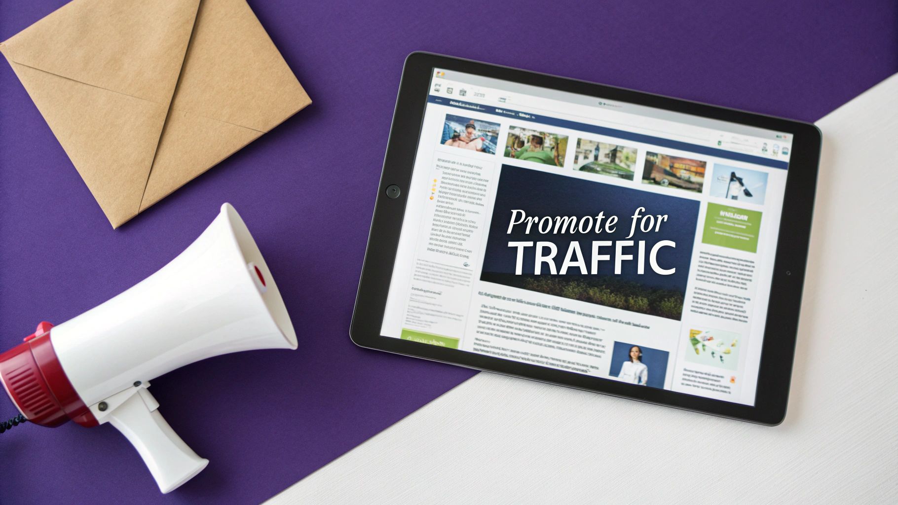 A person holding a phone and sharing a blog post on various social media icons floating around them.