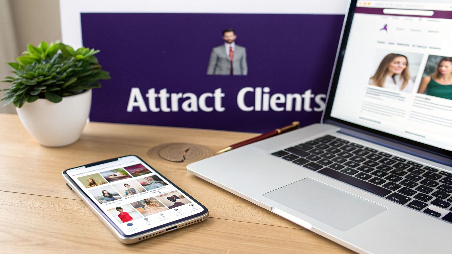 A salon owner reviewing questions on a tablet in a bright, modern salon.