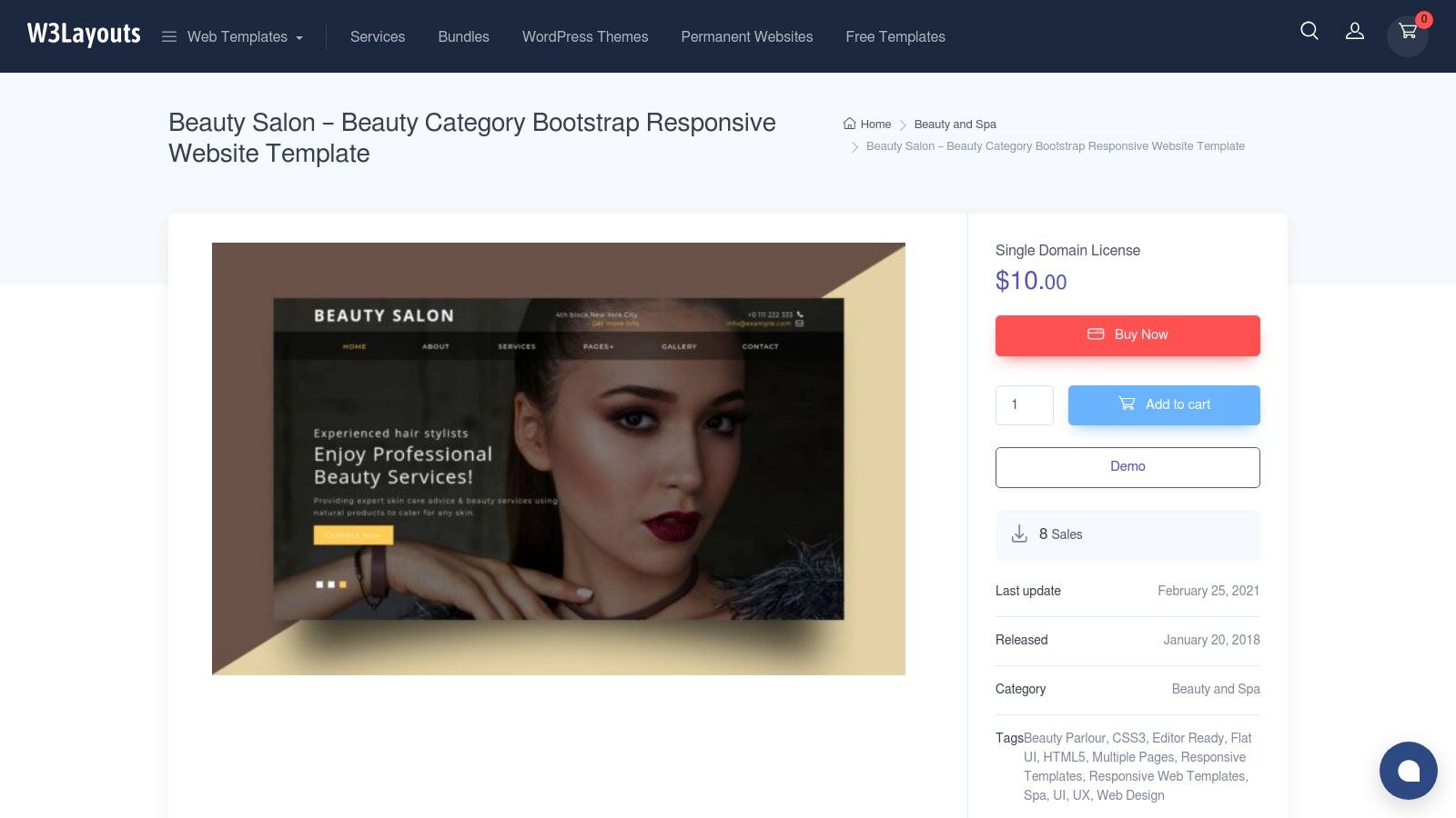 W3Layouts beauty salon website template example