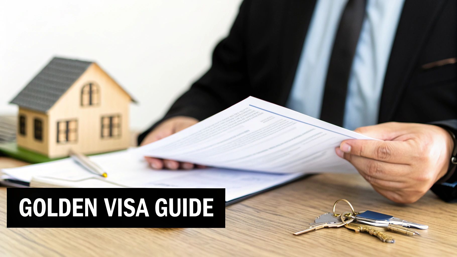 An entrepreneur looking at a Dubai skyline, symbolising long-term ambition with the Golden Visa.