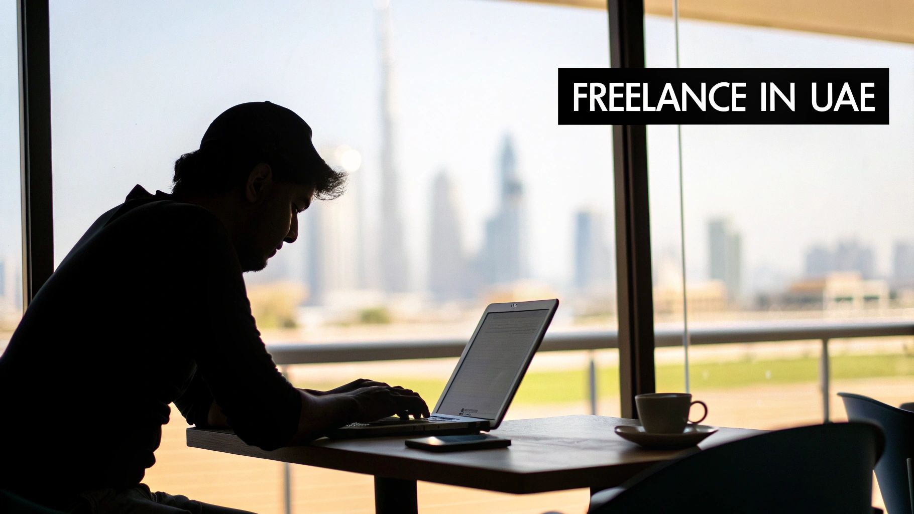 A modern cityscape in the UAE with skyscrapers and clear skies, representing opportunity.