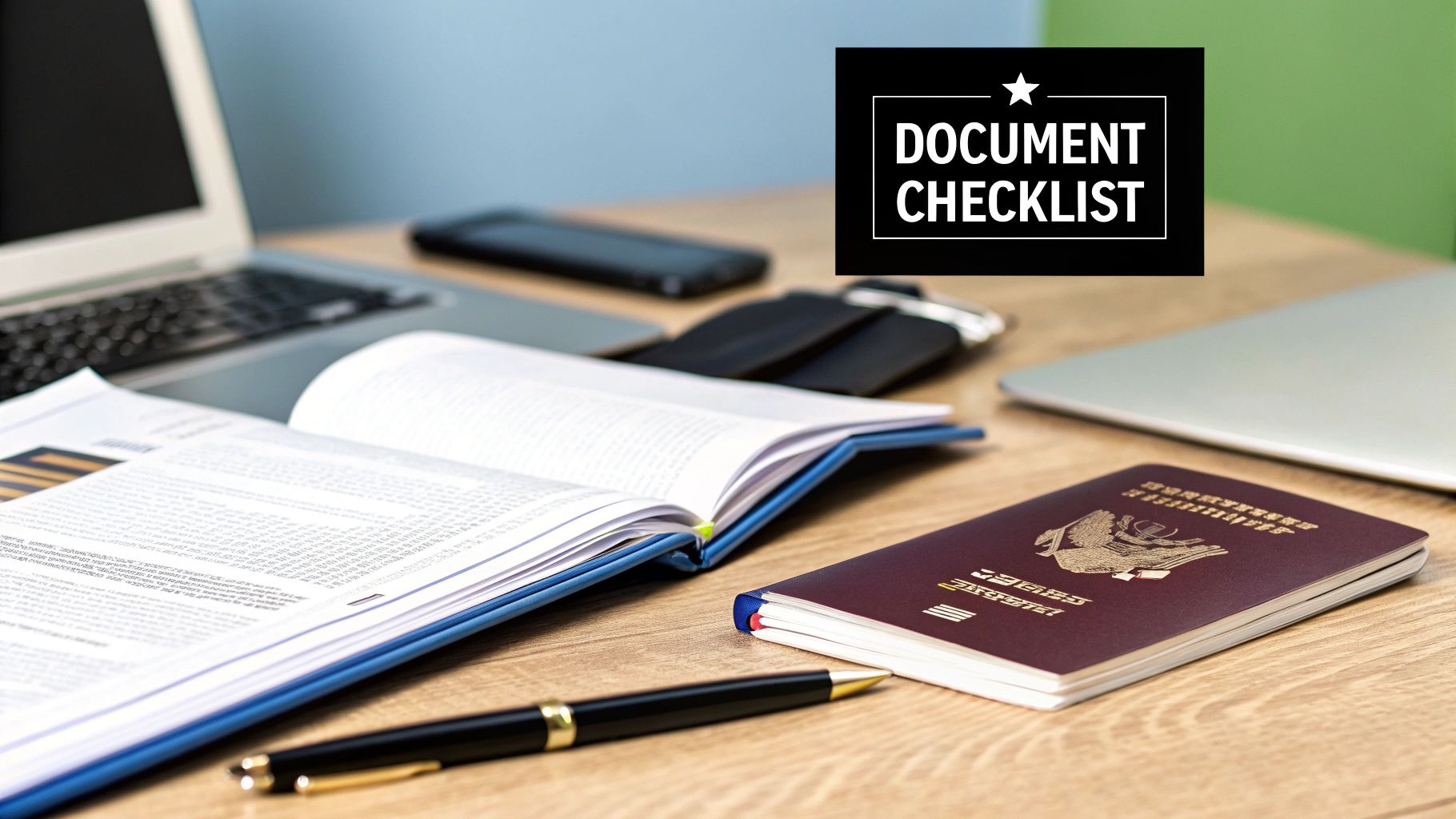A professional organising documents for a DED license renewal application