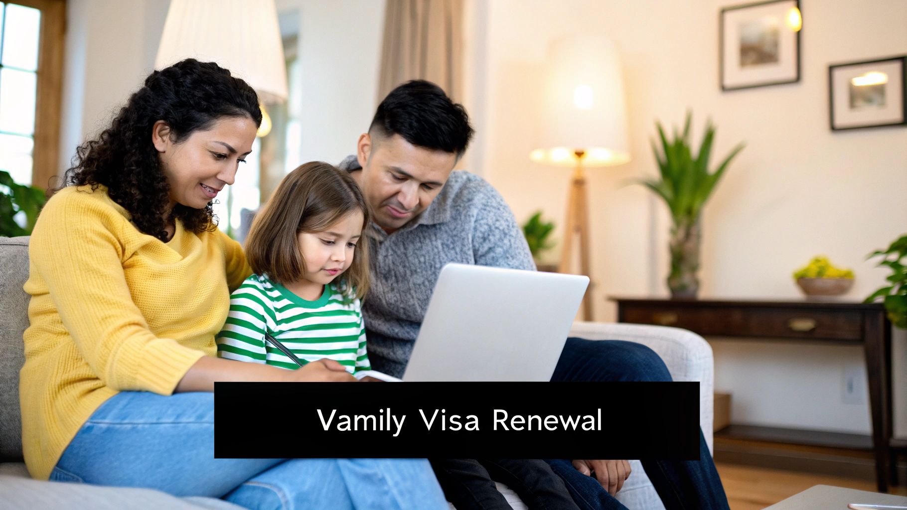 A family smiling together, representing family visa renewals in the UAE