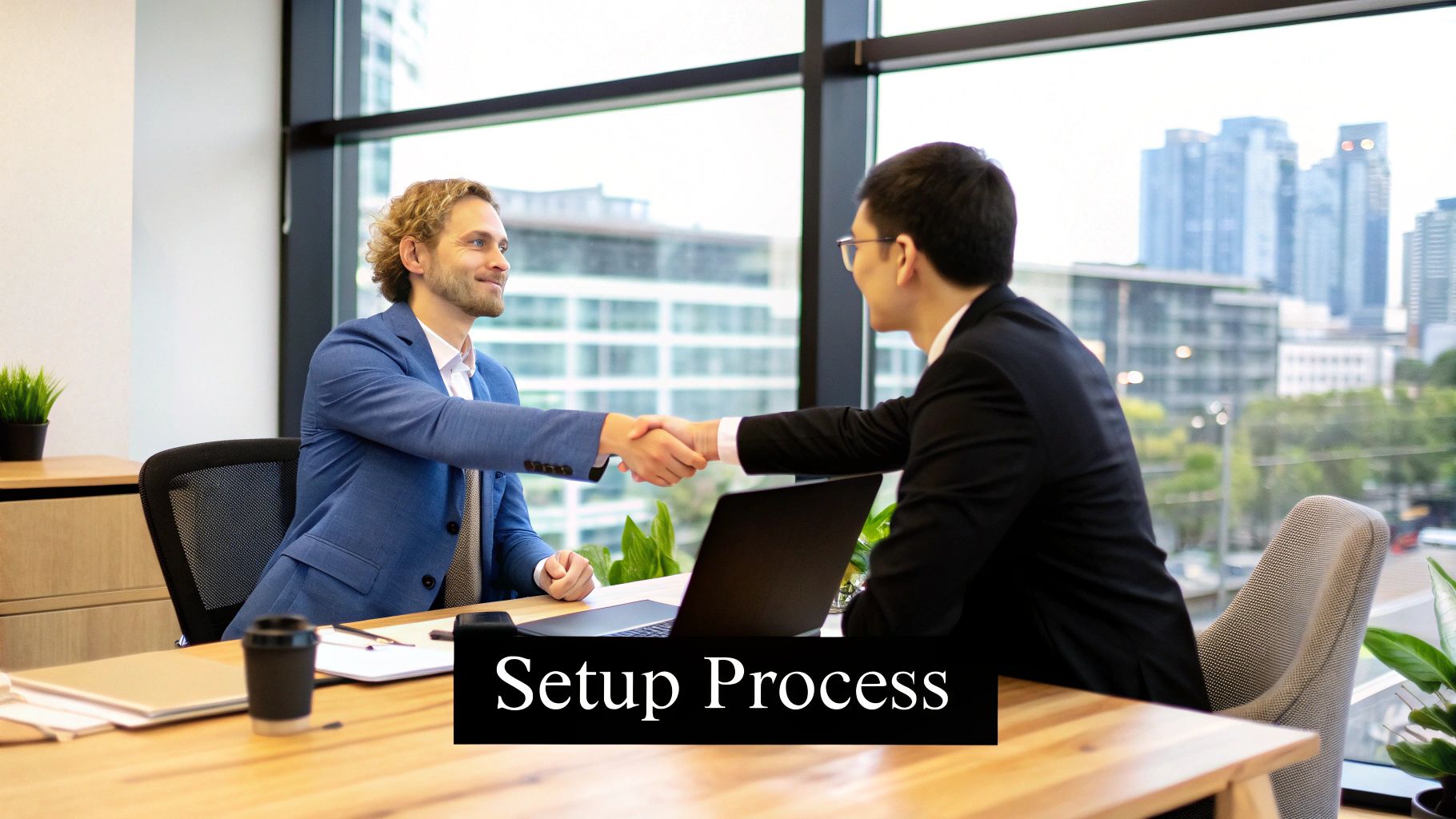 Two professionals reviewing documents at a desk, symbolising the process of securing initial approval for a Dubai mainland business setup.